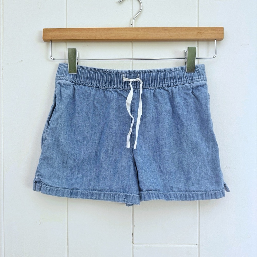 Unisex Blue Denim Chambray Kids Shorts from Brand Primary - Size 8/9